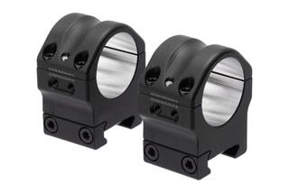 Aluminum scope rings fit 30mm riflescope tubes and have a black coating